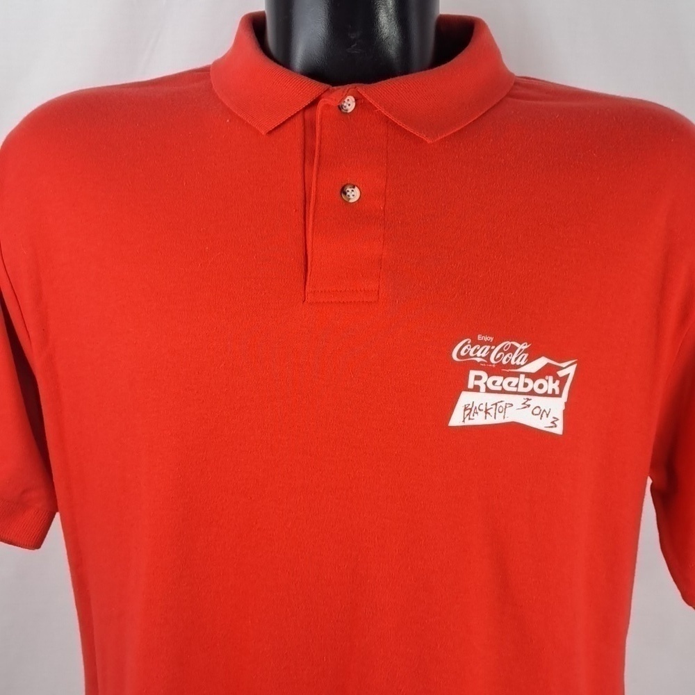 90s Reebok Sport & Coca-Cola 3 on 3 basketball Men's LG casual preppy polo shirt